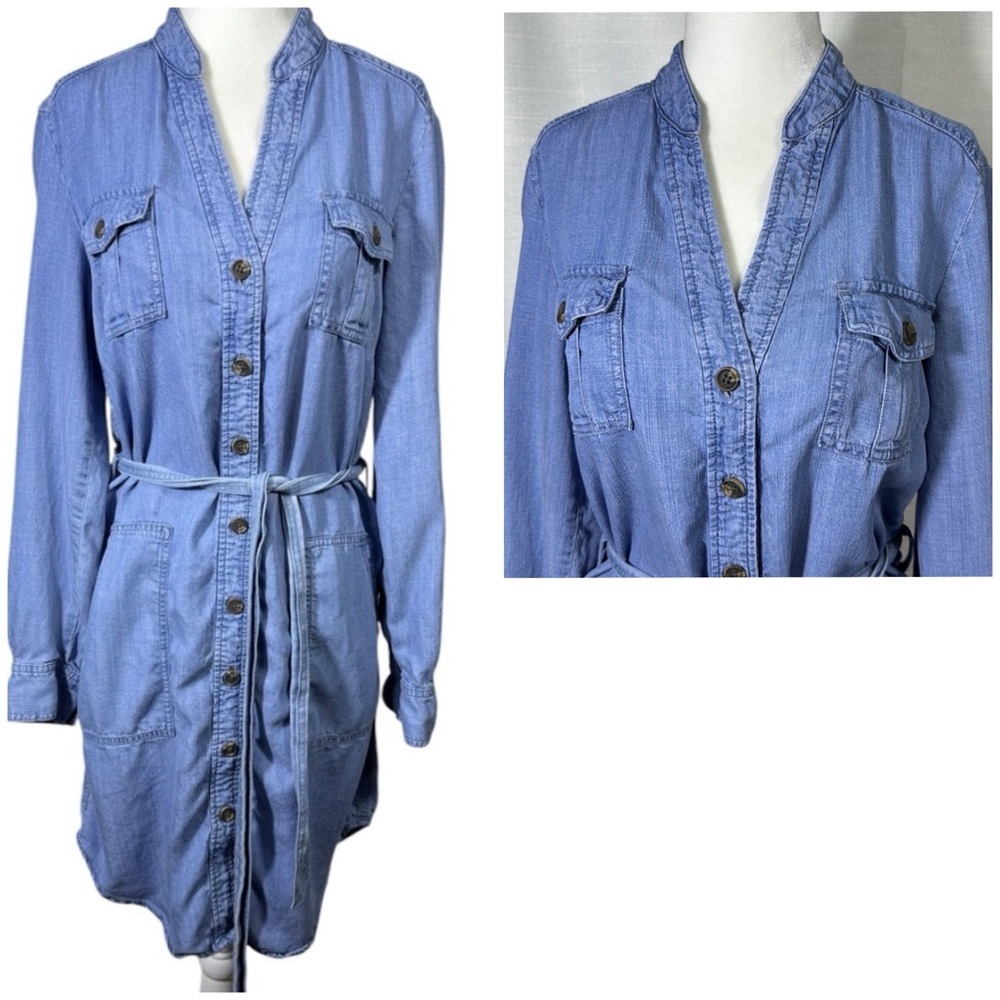 Republic Chambray Spring Blue Button Down Dress Women's Size Medium Summer
